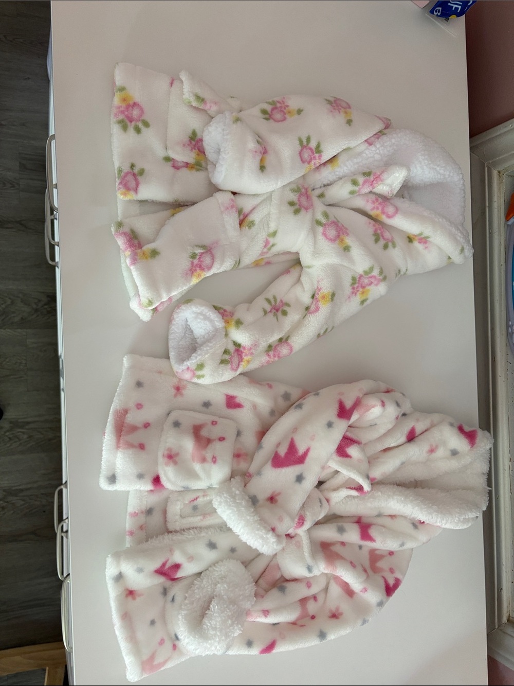 Baby bath robes, washed but never used. 0-9months